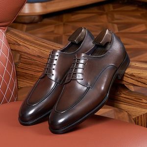 Chaussures Derby Formelles Britanniques pour Hommes, Bout Carré, Lacets, Faites à la Main, Élégantes, Polyvalentes, Légères, Antidérapantes, Respirantes, Idéales pour le Bureau et la Carrière - Product Image 2