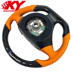 Volante deportivo personalizado de fibra de carbono y cuero naranja, adecuado para BMW E46 E60 E61 E62 E63 E66 E82 E87 E90 E92 - Product Image 3