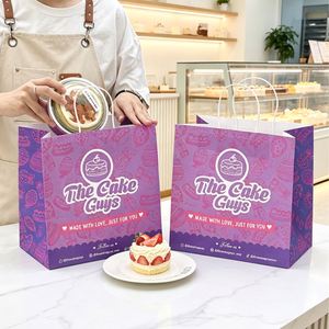 Custom Eco-Friendly Biodegradable Baking Paper <b>Bag</b> Kraft Paper Croissant Offset Printing Logo <b>Cake</b> Bread Dessert Takeaway Food - Product Image 6
