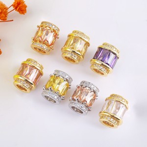 Color Preserving Loose Beads Emerald Cut Zircon Spacer Beads For <b>Bracelet</b> Making <b>Metal</b> Plated Jewelry Components - Product Image 4
