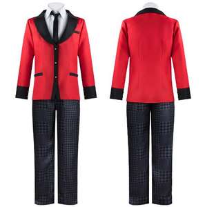 Costume de <span class=keywords><strong>cosplay</strong></span> Ecowalson <span class=keywords><strong>Kakegurui</strong></span> : joueur compulsif Manyuuda Kaede Suzui Ryota, uniforme masculin, veste rouge, pantalon imprimé, chemise - Product Image 1