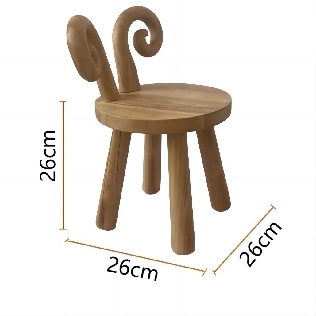 Cadeira de madeira maciça para crianças, móveis de cor natural forte para quarto infantil, estilo simples por atacado