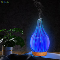 Diffuseur d'huiles essentielles en verre Blue Line, machine d'aromathérapie, humidificateur ultrasonique, petit diffuseur d'huiles essentielles pour la maison, veilleuse pour la chambre