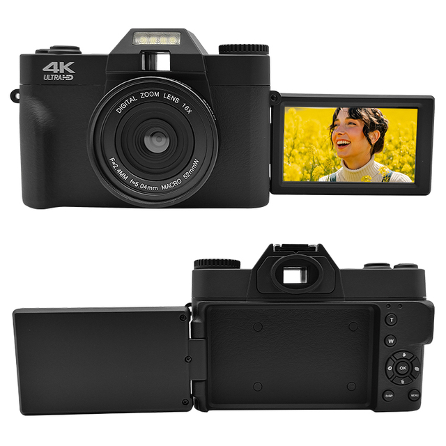 Professional FHD Vlog Camera 2.7K Wifi Digital Camera with 3 Inch 180 Degree Retro Flip Screen for Youtube