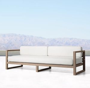 Conjunto de Sofás de Madera Maciza de Teca Modernos para Exteriores, Resistentes a la Intemperie, Duraderos, para Patio de Villa, Apartamento, Hotel, Jardín - Product Image 3