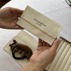 Chuanghua geri dönüşümlü organik pamuk tuval zarf kılıfı İpli özel Logo çevre dostu Gua Sha tarak ambalaj takı için - Product Image 4