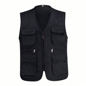 Gilet de travail multi-poches en coton et polyester pour homme, gilet de sport d'été personnalisé professionnel - Product Image 5