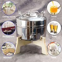 Réservoir de stockage d'eau en acier inoxydable 304 de 10 L (2,6 gallons) pour le camping en plein air avec robinet, seau pour lait, jus, boissons, vin et bière