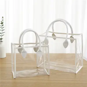 Sac fourre-tout blanc transparent en PVC de haute qualité personnalisé de haut niveau d'apparence Sac à provisions de grande capacité