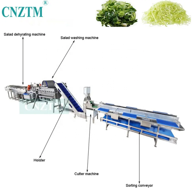 500kg/hr Automatic Green Leaf Spinach Slicing Cutting Washing Drying Dewatering Machine Processing Line for Salad Vegetables