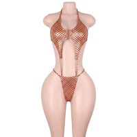 En gros Combinaisons de clubwear à lacets en tissu doré à effet écailles de sirène, style string, pour performance DJ en boîte de nuit, scène et rave