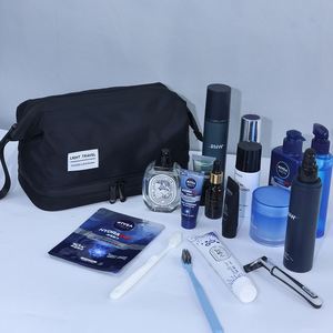 Trousse de Toilette de Voyage en Nylon Résistant à l'Eau avec Compartiments Séparés Humides/Secs et Fermeture Éclair – Grande Capacité, Portable - Product Image 2