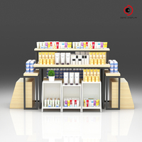 Présentoir promotionnel universel personnalisé à double face, multi-niveaux, en forme de gondole, pour cosmétiques en magasin, avec poches de rangement