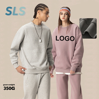 Sweat-shirt à col rond en molleton lourd personnalisé 350 GSM, mélange de coton, pull unisexe surdimensionné, impression numérique d'automne