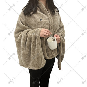 Châle chauffant USB en polaire rechargeable, cape chauffante pour la protection contre le froid, automne-hiver, taille unique, kaki - Product Image 5