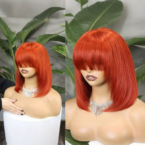 Vente d'usine FH Perruque Bob Courte Droite Lace Front 4x4 avec Frange, Cheveux Humains Double Drawn à Coupe Dégradée - Product Image 5