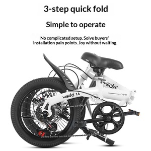 Vélo pliant avec freins à disque doubles, vitesse variable, cadre en acier à haute teneur en carbone, mini 16 pouces pour adultes et écoliers, sans installation - Product Image 2