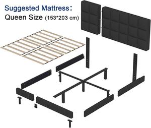Lit de rangement réglable de conception nouvelle, vente en gros d'usine, style italien/minimaliste, luxueux, cadre à lattes, tête de lit, écologique, durable - Product Image 3