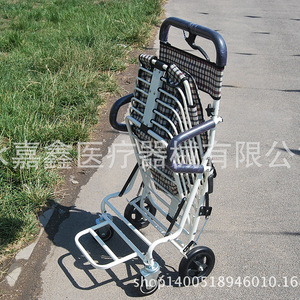 Chariot de courses pliable à quatre roues Jiaxin avec siège, déambulateur portable pour personnes âgées, blanc - Product Image 4