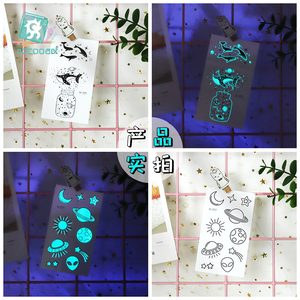 Autocollant de <span class=keywords><strong>tatouage</strong></span> lumineux bleu avec étoile de lune de montagne brillant dans le <span class=keywords><strong>tatouage</strong></span> imperméable sombre temporaire - Product Image 5