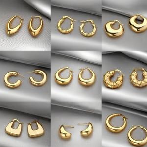 Aros de Metal Color Dorado, Resistentes al Deslustre, Joyería Personalizada al por Mayor, Acero Inoxidable, Impermeables, para Uso Diario de Mujeres - Product Image 1