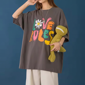 Camisetas sueltas de la muchacha de la impresión de Hip Hop del desgaste, camisetas de las mujeres del algodón - Product Image 1