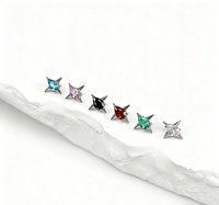 ASTM F136 titanio moda cuerpo joyería lágrima CZ hilo interno estrella Labret Stud oreja cartílago lóbulo hélice Piercing pendientes