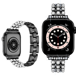 Bande métallique en acier inoxydable perle diamant Bling pour IWatch 8 <span class=keywords><strong>7</strong></span> 6 5 4 3 Se femmes bande de remplacement pour <span class=keywords><strong>Apple</strong></span> <span class=keywords><strong>Watch</strong></span> 41mm <span class=keywords><strong>45m</strong></span> 44mm - Product Image 6