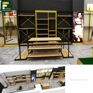 Custom Garment Boutique Display Rack Clothing Cabinet <b>Wall</b> Shelving Reception Counter Lighting Fixture - Product Image 2