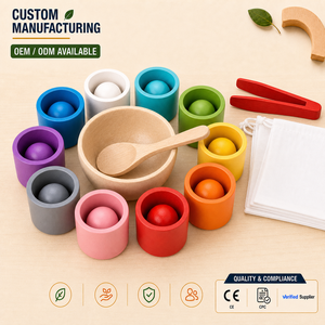 Juguete de Clasificación de <span class=keywords><strong>Bolas</strong></span> y Vasos de <span class=keywords><strong>Madera</strong></span> Montessori para Niños Pequeños, 10 <span class=keywords><strong>Colores</strong></span>, Juego de Combinación, Aprendizaje Temprano, Juguete Sensorial Educativo - Product Image 1