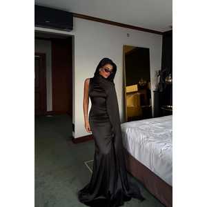 Vestido de Noche de Lujo Negro con Detalle de Cinturón, Estilo Princesa, Tejido a Crochet, Largo hasta el Suelo, con Lentejuelas y Pedrería, Decoración 3D Real para Fiesta, Talla XS - Product Image 3