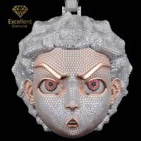 Colgante de Moissanita Iced Out de Moda: Joyería de Retrato de Dibujos Animados con Pavé Completo para Hombre, Regalo de Streetwear