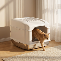 Litière pour chat ovale automatique autonettoyante écologique 65L en acier inoxydable grande capacité anti-odeur pour chats