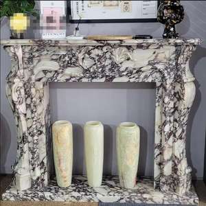 Hermosa púrpura Calacatta Viola Mármol Piedra Chimenea Blanco Veteado Mármol Mantel - Product Image 3