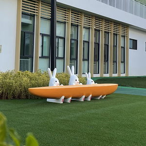 Y930 Lapin sculpture carotte chaise spécial art banc moderne luxe jardin extérieur bureau autres meubles dessin animé chaise d'attente - Product Image 3