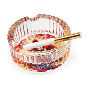 Cendrier en verre de luxe rond de 85 mm avec logo personnalisé, cendrier en cristal de poche pour cigarettes, accessoires pour fumeurs - Product Image 4