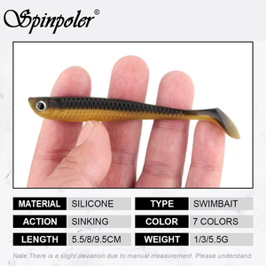 เหยื่อตกปลา Spinpoler แบบนิ่ม ชนิด Paddle Tail Swimbait สีทูโทน เหยื่อปลอมรูปปลา Shad สำหรับตกปลาในน้ำเค็ม แม่น้ำ ปลาบาส ปลาเทราต์ - Product Image 2