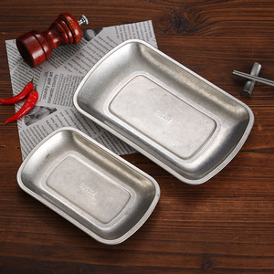 Stainless Steel Snack Plate 304 Food Grade Rectangular Serving Tray For Restaurant Hotel Bar KTV Use - Product Image 1