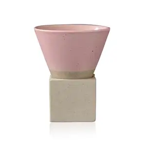 200ML Coarse Pottery Triangular Cone Shape Porcelain Funnel Retro Ceramic Japanese Style Pottery Coffee Tea Cup Mug With Base