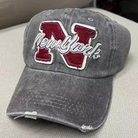 Casquette de baseball délavée avec patch lettres brodées, taille unique unisexe, style déchiré, pour hommes et femmes, sports de plein air, vente en gros