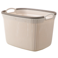 Grand panier de rangement rectangulaire en plastique PP écologique avec poignées, design moderne, pour la lessive et les articles quotidiens à la maison