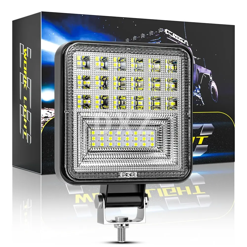 New automotive LED work lights 4in large view square 42LED overhead light for off-road vehicle Engineering forklift light