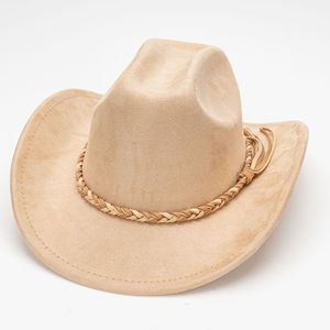 Wholesale Vintage Solid Color Unisex Wide Brim <strong>Western</strong> Cowboy <strong>Hat</strong> Fashion Suede Jazzy <strong>Hat</strong> for Outdoor Sunshade - Product Image 1