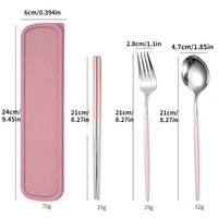 Ensemble de couverts en acier inoxydable avec logo personnalisé, style coréen, plaqué or, baguettes, cuillère, fourchette, avec poignées colorées