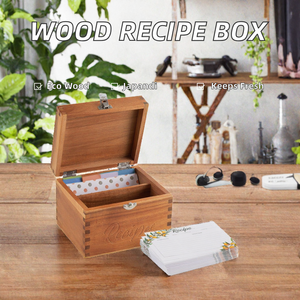 Organisateur de recettes et porte-cartes multifonctionnel rectangulaire en bois d'acacia sculpté avec logo personnalisé, style Japandi, pour la préservation de la fraîcheur - Product Image 2