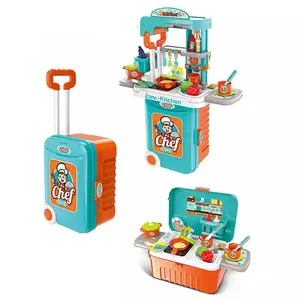 Pretend Spielen Koffer Kunststoff 3 In 1 küche Set Kinder Spielzeug Für Kochen