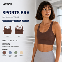 Soutien-gorge de sport personnalisé en nylon, non toxique, pour femmes, avec dos nageur, coussinets intégrés, doux, extensible et à double bretelles, idéal pour l'entraînement.