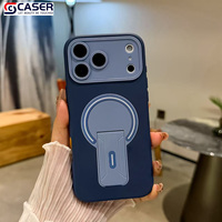 Onzichtbare magnetische houder contrastkleur draadloos opladen 2-in-1 TPU+PC multifunctionele hoesjes met skinfeel voor iPhone 11-17 serie