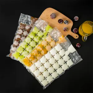 24 cubos personalizados, bolsa de hielo transparente autosellada desechable, bandejas de moldes para congelar, bolsas de embalaje de cubitos de hielo de plástico