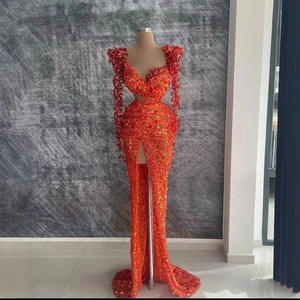 Al2025 Mermaid balo akşam parti elbise yeni stil ağır Lace up geri parlak kristaller payetli ziyafet elbise - Product Image 1